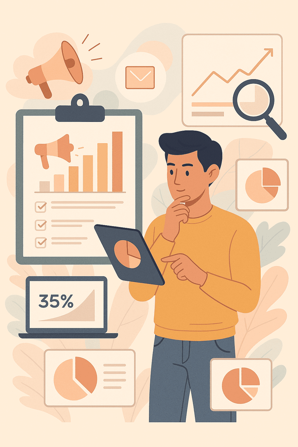 Illustration moderne de statistiques emailing